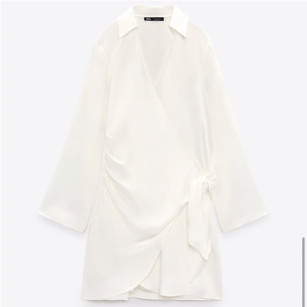 Zara white silk dress NWT